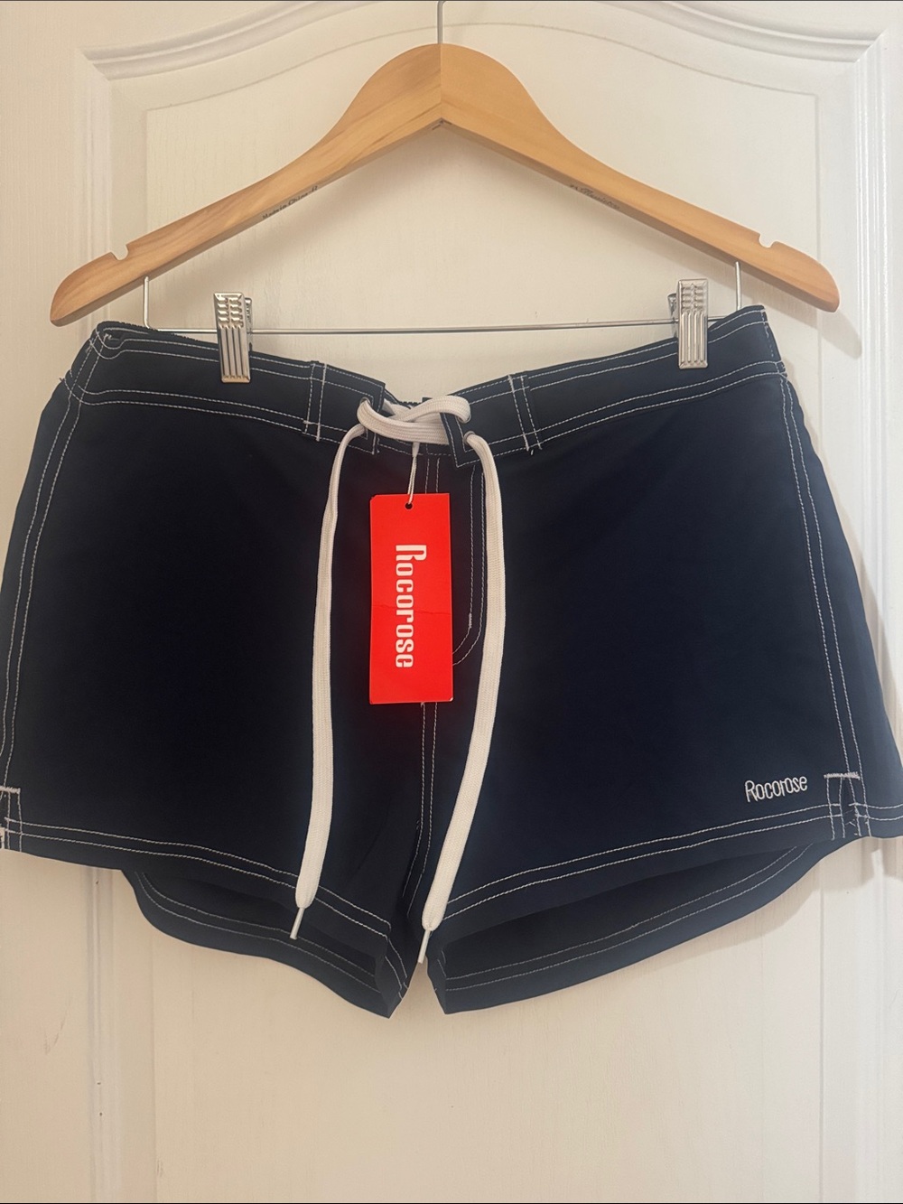 Black Women's Lounge Shorts with Contrast Stitching